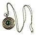 WZC Antique Emerald Quartz Pocket Watch for Women with Chain
