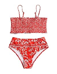 Sovoyontee Traje de baño de cintura alta para dama Correas extraíbles Bandeau Bikini Trajes de baño