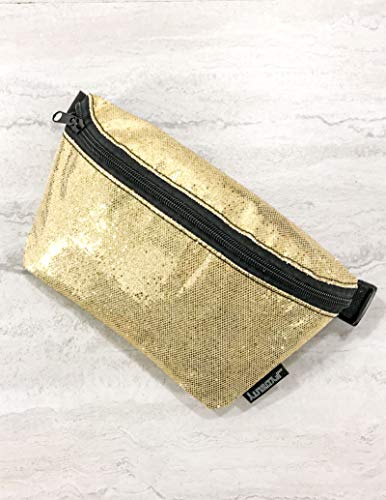 FYDELITY Fanny Pack Waist Belt Bag Ultra-Slim Holographic GLAM PLATINUM GLITTER - Thumbnail 3