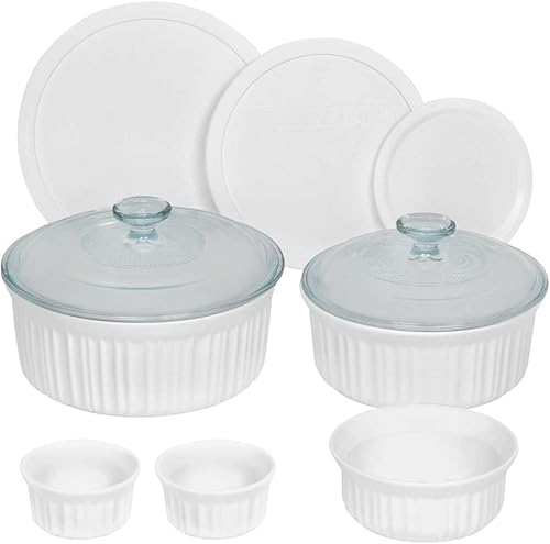 CorningWare French White Round Bakeware Set (10-Piece, White)