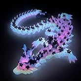 SGYYSG 3D Printed Cherry Blossom Crystal Dragon, 12 Inch Articulated & Magical Movable Dragon Model - Perfect for Display, Collection, and Unique Gift (Noctilucent Purple)