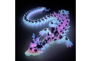 SGYYSG 3D Printed Cherry Blossom Crystal Dragon, 12 Inch Articulated & Magical Movable Dragon Model - Perfect for Display, Collection, and Unique Gift (Noctilucent Purple)