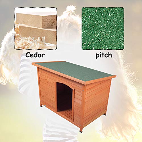 COZIWOW Large Outdoor Deluxe SlantRoofed Wood Dog Pet House Shelter