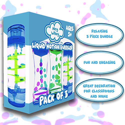 HeyWhey- Liquid Motion Bubbler Timer, 3-Pack Bundle Great for Gifts Parties Holidays, Calm and Relaxing Novelty Desk Toy, Sensory and Fidget Toys for Anxiety Autism ADHD Stress Relief Kids and Adults,