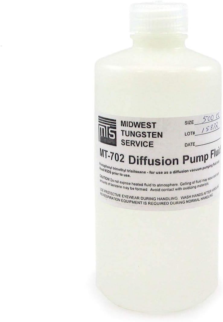 Midwest Tungsten Diffusion Pump Oil, High Vacuum, Dow Corning Equivalent, for Higher Resistant to Hydrolysis & Oxidation, Free MSDS Sheet (MT-702), 500cc
