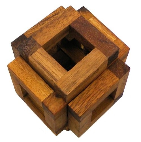 Cover Sliding Cage Cube - Wooden Brain Teaser Puzzle