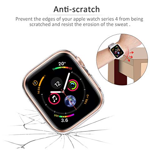 Goton Compatible iWatch Apple Watch Case 40mm Series 4, [ 2 Color Packs ] Soft TPU Shockproof Case Cover Bumper Protector (Clear + Clear, 40mm) - Thumbnail 3