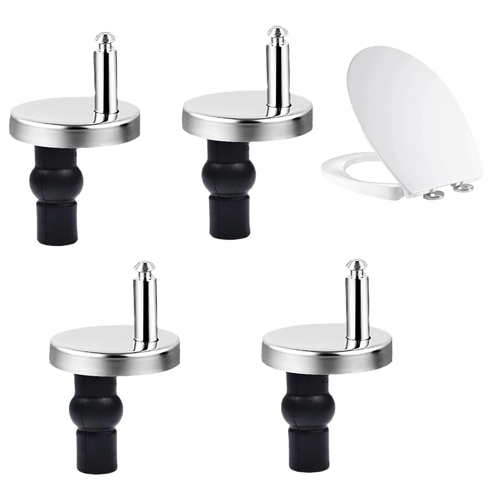 4 Pack Toilet Seat Fittings, Quick Release Toilet Seat Hinges, Soft Close Toilet Seat Fixing Kit, Toilet Seat Hinges for Self Close Toilet Seat.