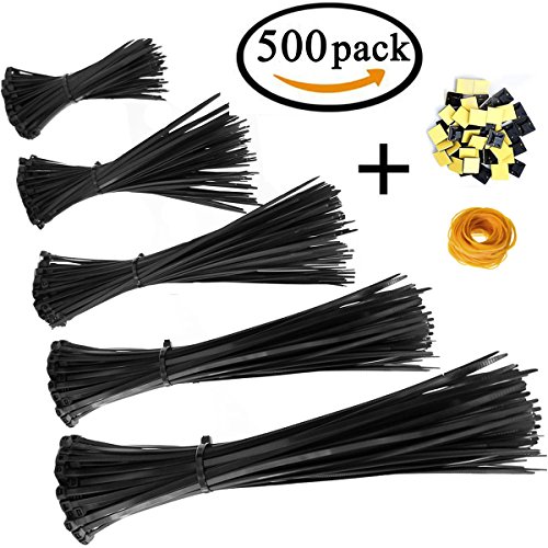 Honyear-Zip-Ties-500-Pcs-Nylon-Cable-Zip-Ties-with-Self-Locking-4681012-Inch-Black-UV-Resistant-Heavy-Duty