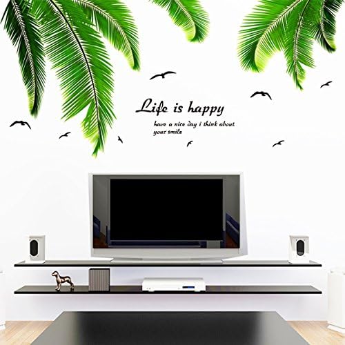 WALDEKERS YIHOPAINTI DIY Removable Wall Decal Stickers Love Palm Tree Wall Stickers for Kids Room Living Room Office Bathroom Kitchen Bedroom Home Decor (palm tree 2335")