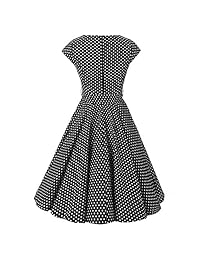YW - Vestido estilo retro con diseño de lunares y flores, estilo de los años 50