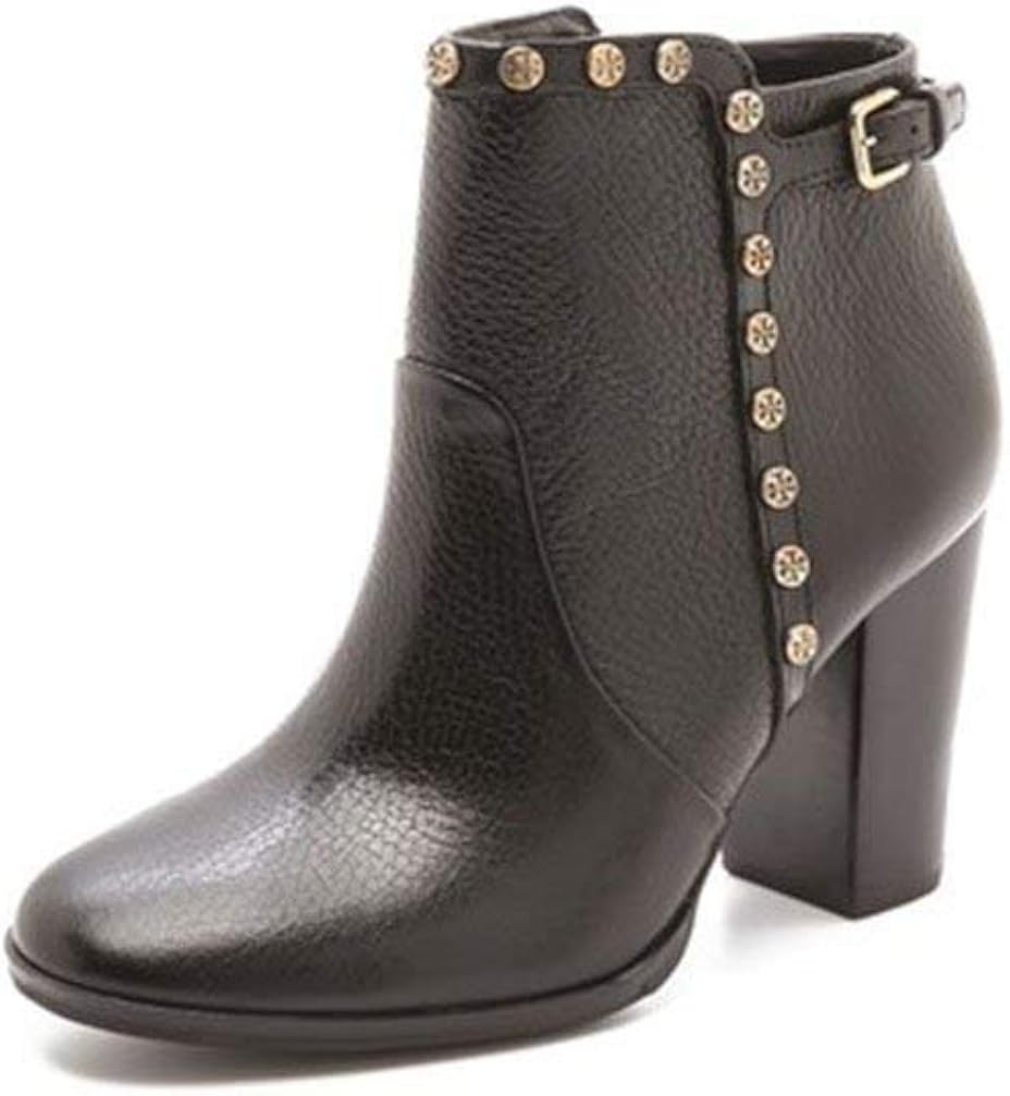 Tory Burch Mae 90MM Bootie Tumbled Leather Black Bootie