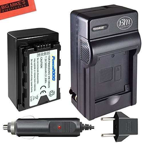 BM Premium VW-VBD29 Battery and Charger for Panasonic AG-3DA1 AG-AC8 AG-DVC30 AG-DVX200MC AG-HPX171 AG-HPX250 AG-HPX255 AG-HVX201 AJ-PCS060 AJ-PX270 AJ-PX298 HC-MDH2 HC-X1000 HDC-Z10000 Camcorders