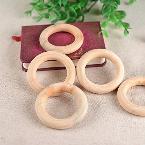 R.FLOWER 55 PCS 2.2" Natural Wood Rings Circles Wooden Rings for Craft DIY Pendant Connectors Jewelry Making - Thumbnail 5
