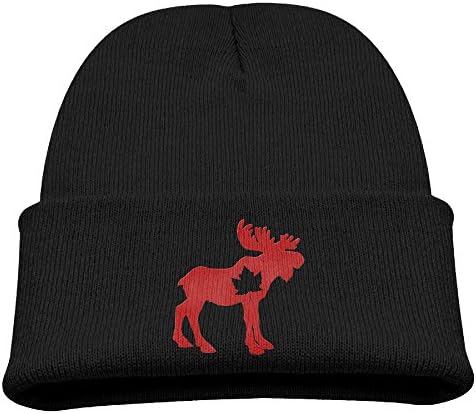 Happy Canada Day Moose Maple Leaf Unisex Kids Beanie Caps Black