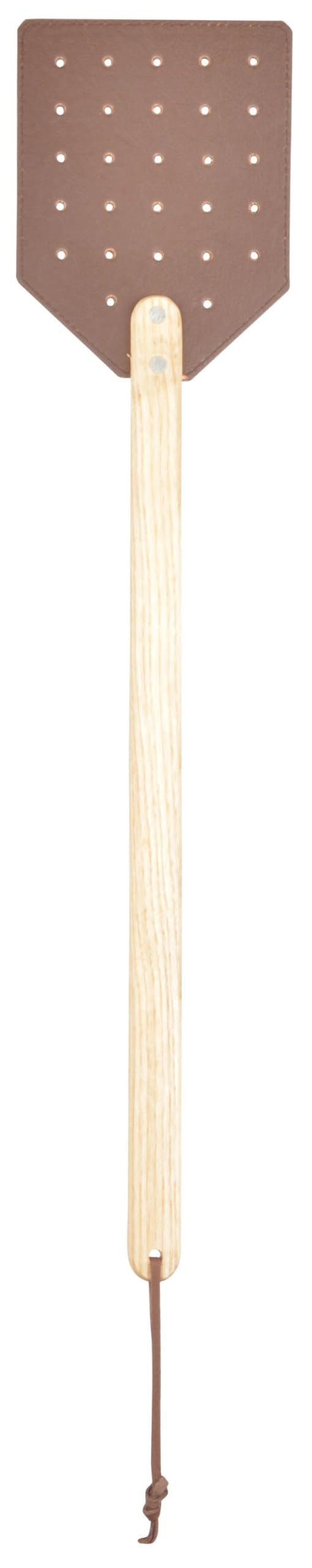 Esschert Design Leather and Wood Fly Swatter 12 x 1.2 x 52 cm with Hanging Loop, Light Brown