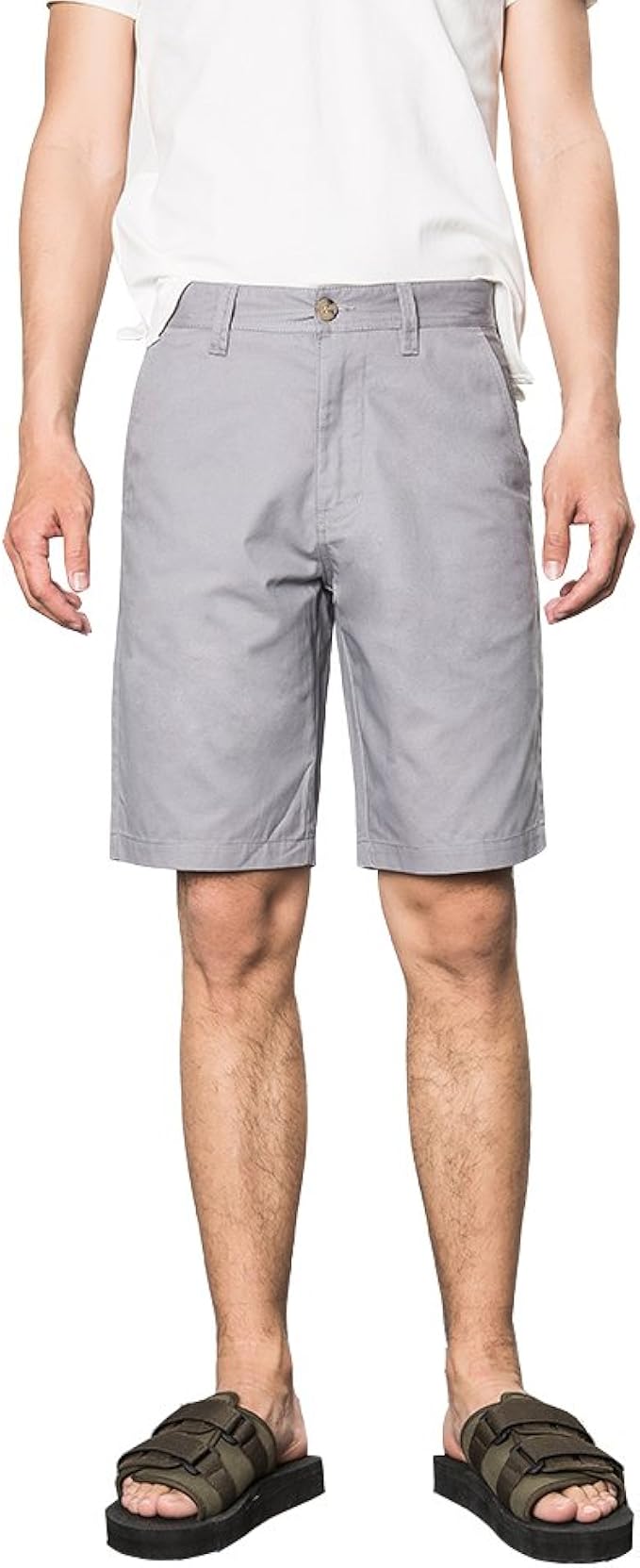 LOCALMODE Men's Casual Classic Fit Golf Chino Shorts Grey Amazon