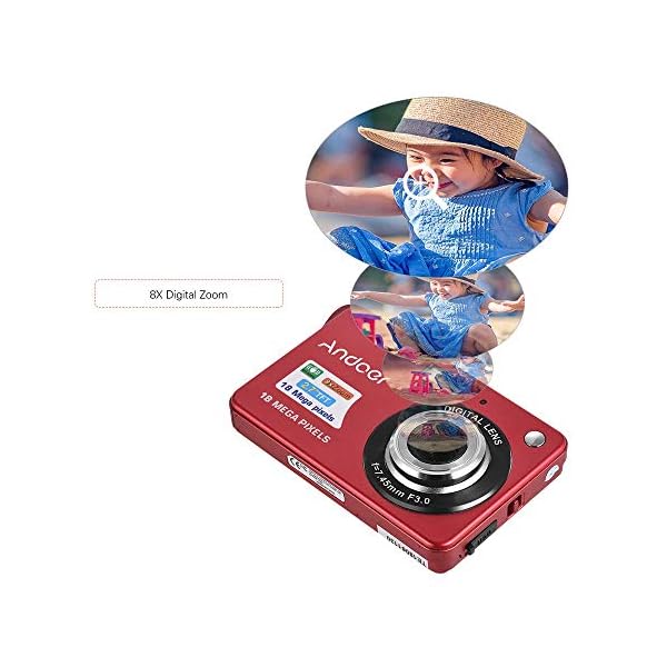 Andoer Digital Camera Cheap with 1pcs Rechargeable Batteries 1080P 48M HD 8X Digital Zoom Anti-shake 2.7inch LCD Screen Compact Digital Camera for Kids Children Teenagers Beginners Holiday Photography - Image 7