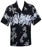 Alvish Hawaiian Shirt 35 Mens Bamboo Tree Print Beach Aloha Party Holiday Black XL