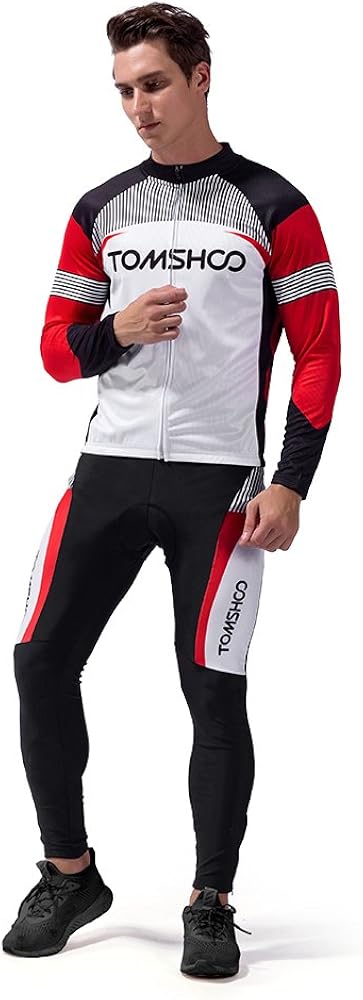 TOMSHOO Men's Cycling Jersey Suit Long Sleeve Mountain Bike Road Clothing Set, 3D Padded Hip Protection Bicycle Jersey : Clothing