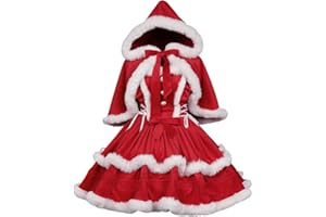 MINGYUEZAI Women's Red Christmas Suspender Sleeveless Dress with Cloak Dress Prom Dress