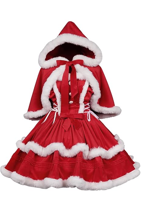 Amazon.com: RJRA Women's Christmas Dress Skirt and Hooded Cloak Match (Red-1,  M) : Clothing, Shoes u0026 Jewelry