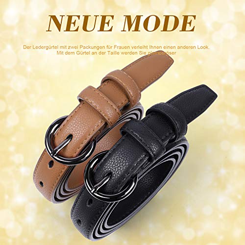 WERFORU Damen Skinny Ledergürtel für Jeans Hosen Kleid Damen Einfache Taille Gürtel