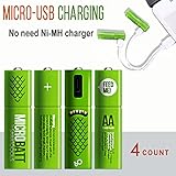 Smartoools AA& AAA Rechargeable Battery Ni-MH NiMH By Micro USB   Rechargeable Pre-Charged Batteries for Toys,Game Controller,Wireless Mouse, Keyboard, Free Cable included (4 count) (AA - 4 count)