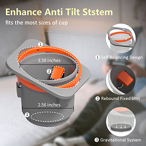 Zigtiger Self Balancing Cup Holder, Couch Organizer with Snake Bowls