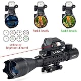 UUQ 4-16x50 Tactical Rifle Scope Red/Green Illuminated Range Finder Reticle W/RED(Green) Laser Sight and Holographic Reflex Dot Sight (4-16X50 Red Laser)