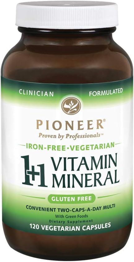 Pioneer Nutrition 1 Plus 1 Vitamin Mineral Veg Iron Free, 120 Count