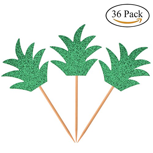 Pineapple Donut Toppers Topoox 36 Pack Glitter Luau Bridal Shower Tropical Summer Party Cupcake Decorations