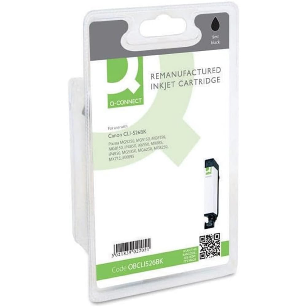 Q-Connect Canon CLI-526BK Remanufactured Black Inkjet Cartridge 4540B001