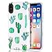 iPhone X Case, iPhone XS Case, iPhone 10 Case, Girls Women White Green Cactus Best Protective Bumper Slim Fit Heavy Duty Cute Thin Soft Clear Silicone Rubber TPU Cover Phone Case for iPhone X/XS