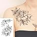 COKOHAPPY Temporary Tattoo Rose Floral Flower Black & White - set of 5 Pcs