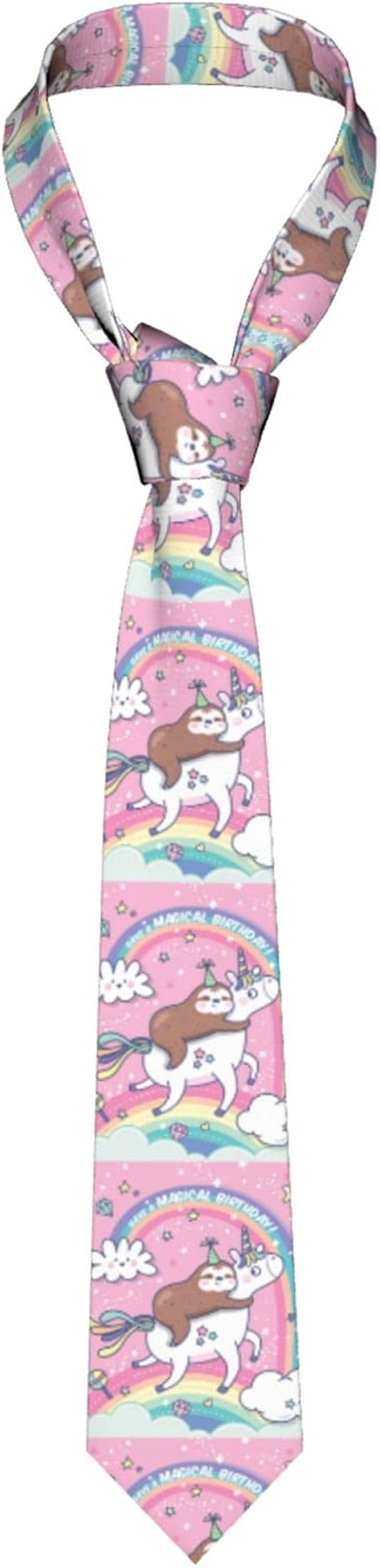 Amazon メンズ ネクタイ かわいいナマケモノとユニコーンの誕生日カード 洗える 傾向 人気 ビジネスに 結婚式 就職活動 プレゼント 父の日 誕生日プレゼント ネクタイ 通販
