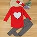 puseky Toddler Baby Girls Heart Long Sleeve Shirt Leggings Pant & Headband Outfits Set (3T, Red)