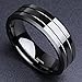 King Will CLASSIC Men’s 8mm Black Tungsten Carbide Rings Polished Beveled Edge Double Groove Wedding Bands