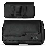 Motorola Droid Maxx 2 / Droid Turbo 2 LARGE OVERSIZE BLACK Leather Pouch W/ Belt Loops (Fits W/ Hybrid Case / Otterbox Defender) + Zoomazig Stylus