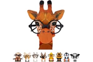KhuaArt Newsukie,Wooden Animal Glasses Holder - Cute Cute Eyeglasses Stand,Carving Sunglasses Eyeglass Display Stand,Newsukie Creative Gift Glasses Holder for Desk (Giraffe)