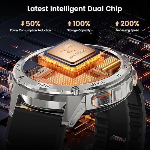 KOSPET Reloj Inteligente Hombre, 1.43" AMOLED HD Display, 5ATM Impermeable, Smartwatch con Llamadas Bluetooth y Whatsapp Notificación, Cuerpo Metálico de Acero Inoxidable (Android/iOS)