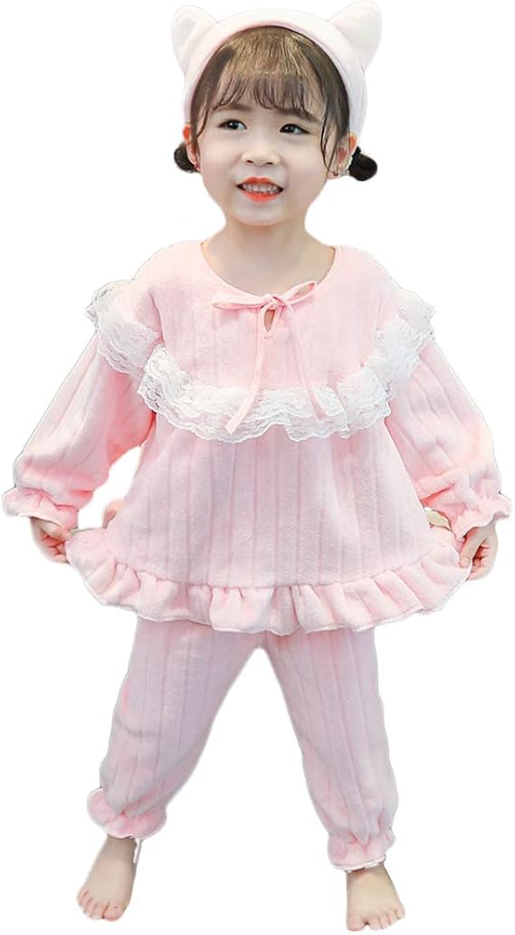 Amazon Yosiya キッズ パジャマ 女の子 秋冬服 ふわふわ 長袖 90 130cm 上下セット 可愛い 暖かい 厚手 ソフト ネグリジェ ルームウェア 普段着 部屋着 寝間着 子供パジャマ 子供服 パジャマ 通販
