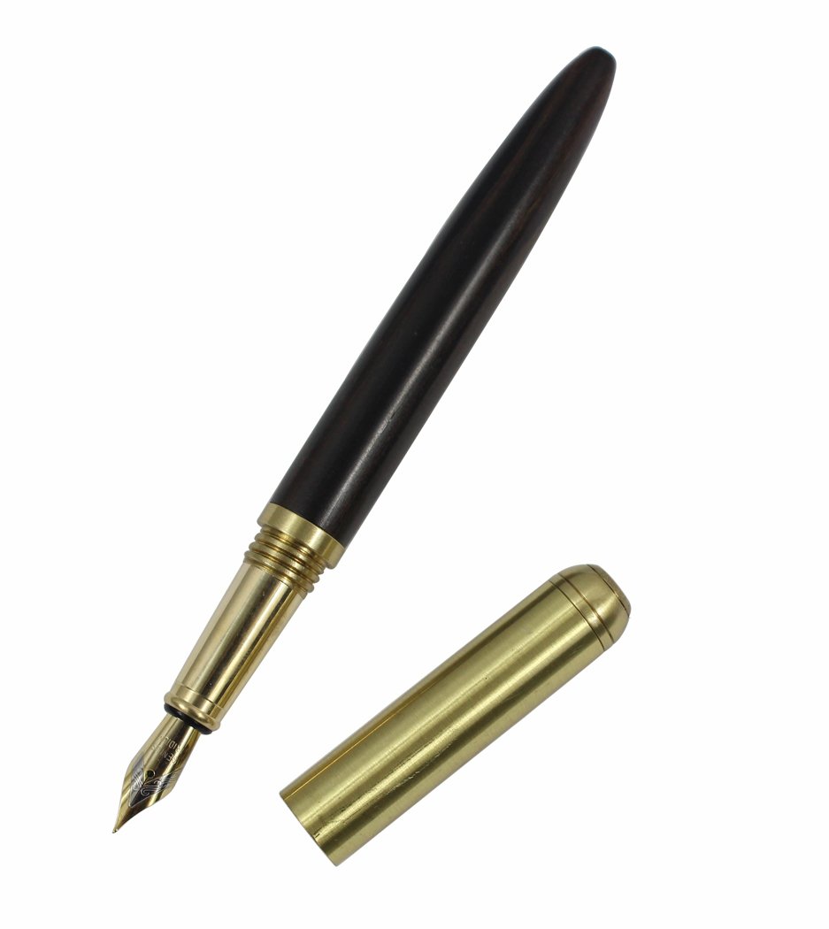 Hillento High Grade Wooden Fountain Pen Wood Stationery Business Office Supplies Wood Handcrafted Fountain Pen 0.7mm, Black Wood