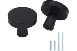 HANIHUA 25 Pack Black Cabinet Knobs Dresser Knobs, Solid Kitchen Cabinet Knob Drawer Knobs, Single Hole Matte Black Knobs for Cabinets and Drawers
