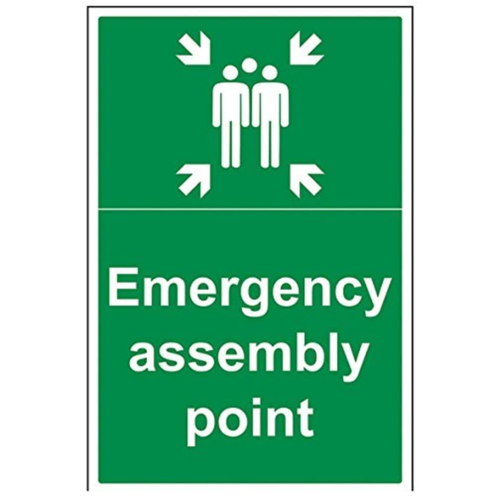 Vsafety Emergency Assembly Point Sign - 400mm x 600mm - 2mm Rigid Plastic — image 1