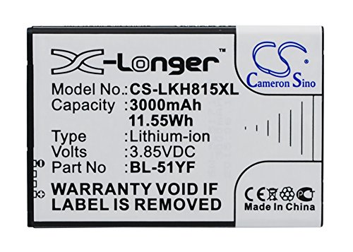 VINTRONS Replacement Battery for LG BL-51YF, EAC62858501, (3000mAh / 11.55Wh),