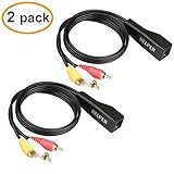 RELPER 2 Pack 3 RCA to RJ45 Balun Component Video and Audio Extender Over Cat5/6 Up to 600ft/200M