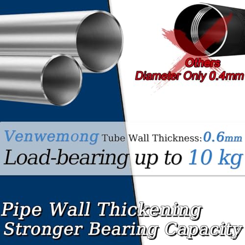 Venwemong Extendable Metal Curtain Pole 25 mm, Complete Set with Brackets and Decorative Finials, Load Capacity 10 kg for Curtains, White, 84-290 cm