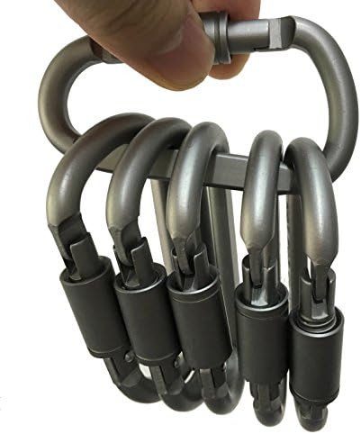 6pcs/set Aluminum D-ring Locking Carabiner Keychain Quickdraw Carabiner Clip Large Hook Buckle Outdoor Camping Hiking Fishing