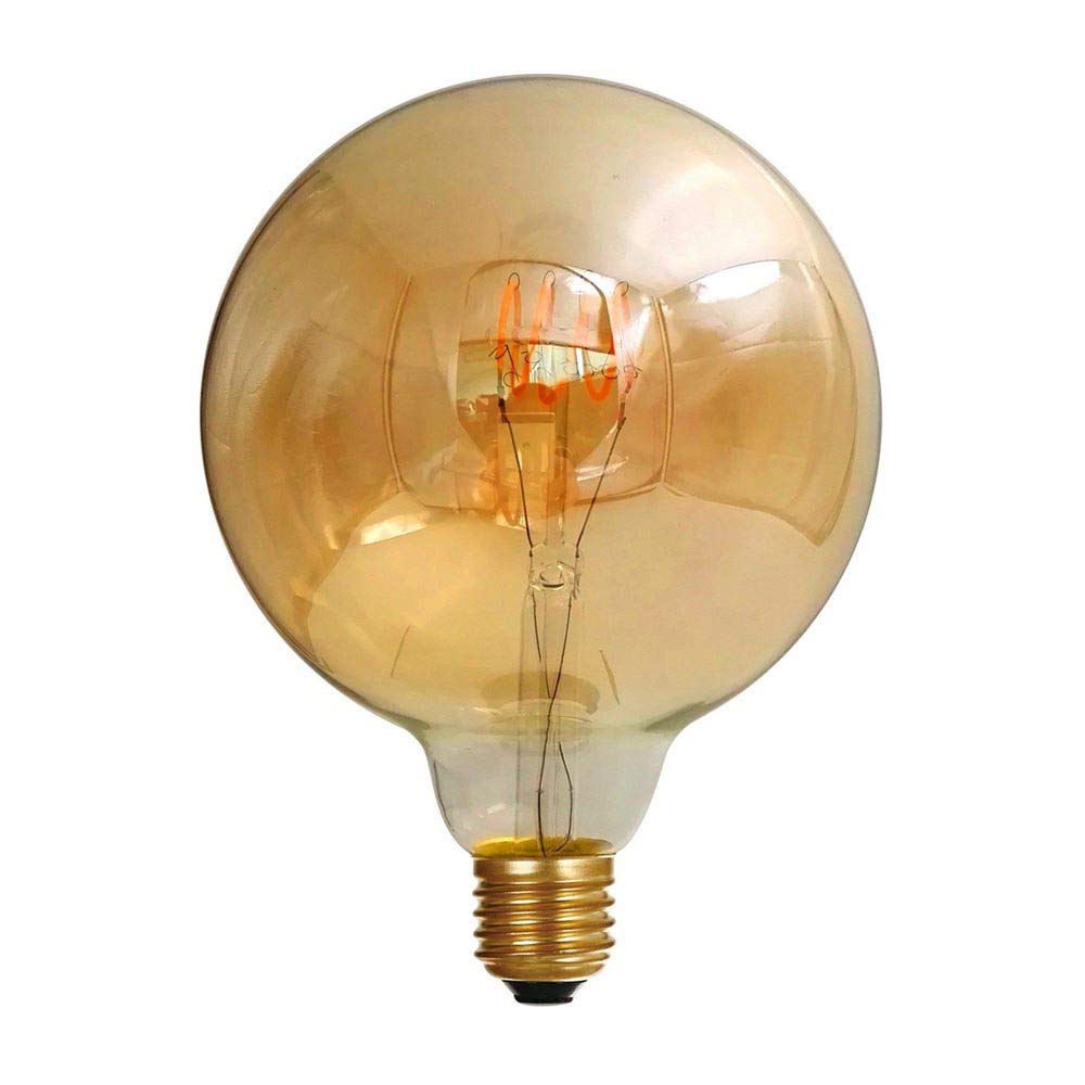 Girard Sudron 716688-LED 125mm Globe G125 LED Looped Filament Lightbulb Lamp, E27 (ES Edison Screw Cap), Amber, Very Warm White, 200 Lumens, Dimmable, 4 W